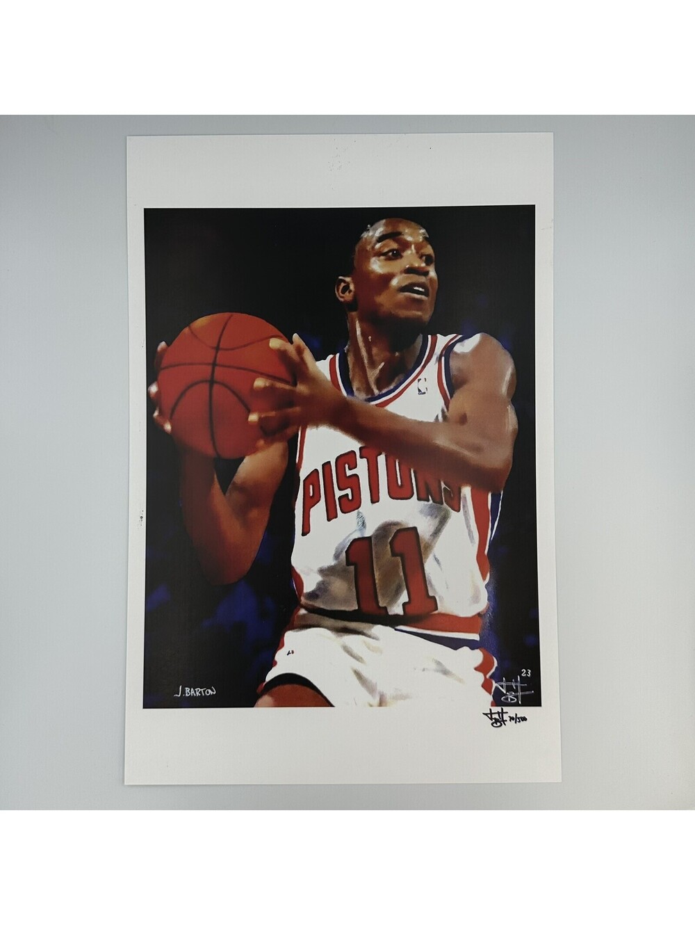 Isiah Thomas Pistons 12x18 Limited Edition Lithograph by Joshua Barton 70/500